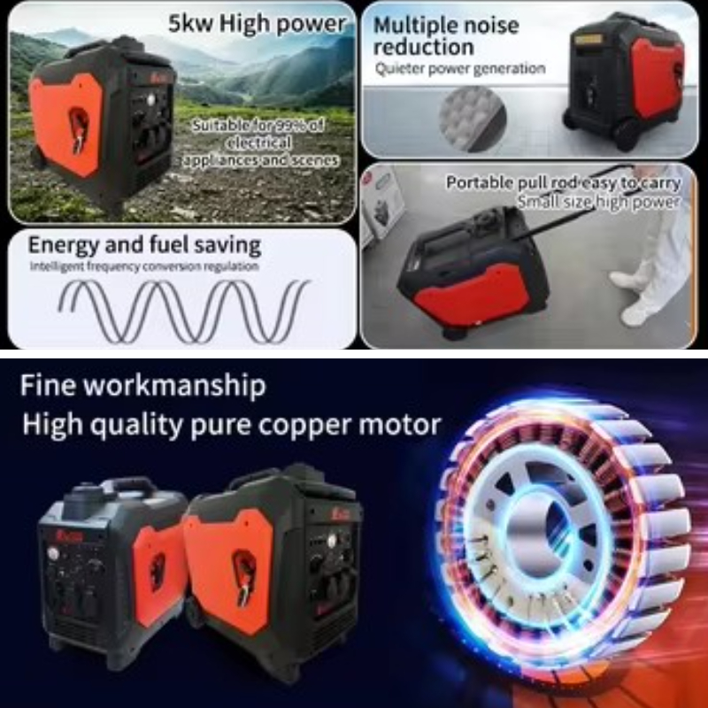 Generador de energía monofásico de 220 V: equipo compacto y portátil para la generación de energía de reserva en el hogar.