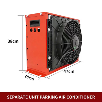 Climatiseur de cabine à split haute efficacité, fonctionnant sur des tensions de 12 à 24 volts.